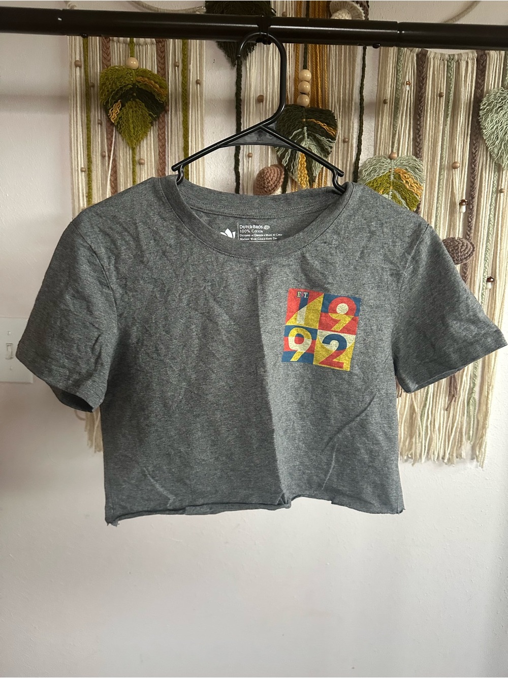 Dutch Bros Gray Cropped Graphic Tee